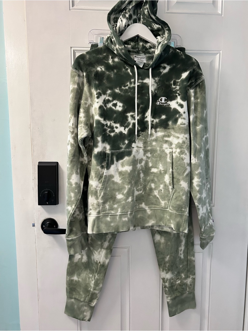 Champion women’s Olive Tie-Dye Hoodie & Jogger Pajama Set